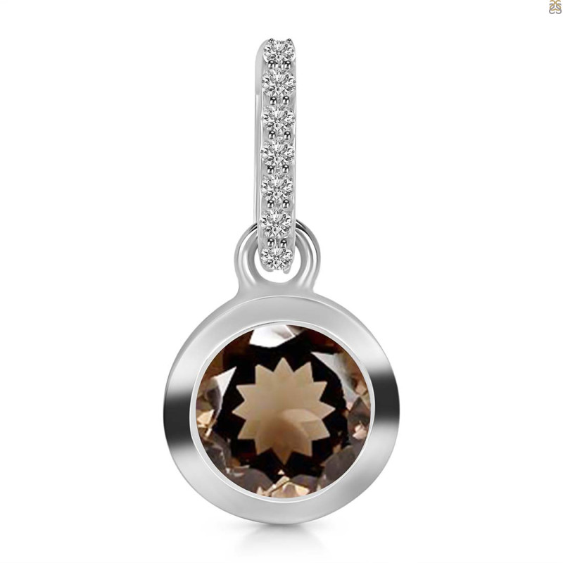 Smoky & White Topaz Pendant SMY-RDP-960-CZ-LOOP.
