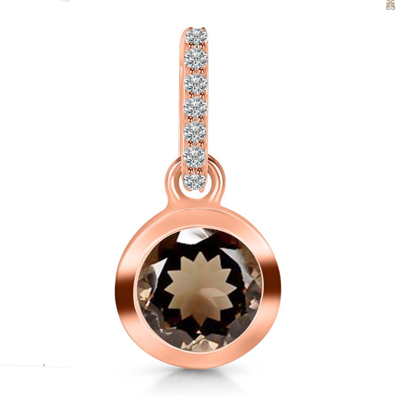 Smoky & White Topaz Pendant SMY-RDP-992-CZ-LOOP.