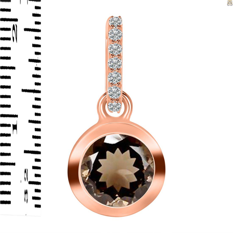 Smoky & White Topaz Pendant SMY-RDP-992-CZ-LOOP.