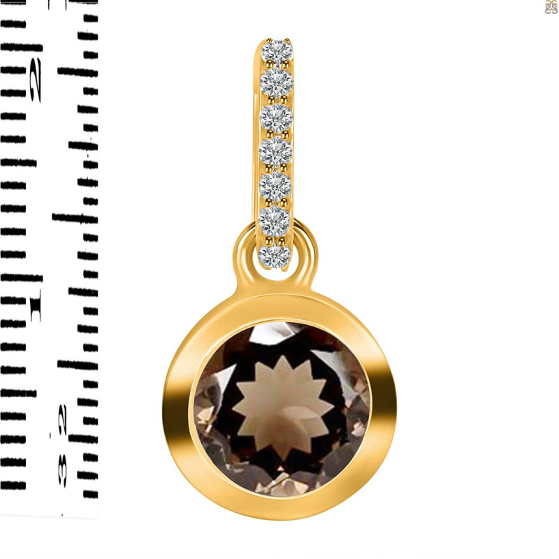 Smoky & White Topaz Pendant SMY-RDP-992-CZ-LOOP.