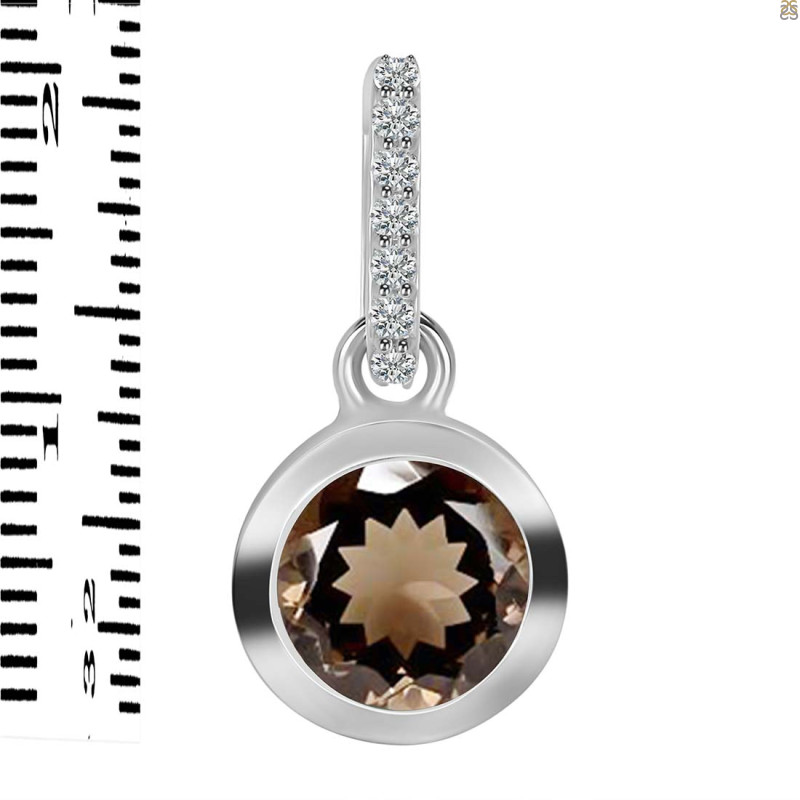 Smoky & White Topaz Pendant SMY-RDP-992-CZ-LOOP.