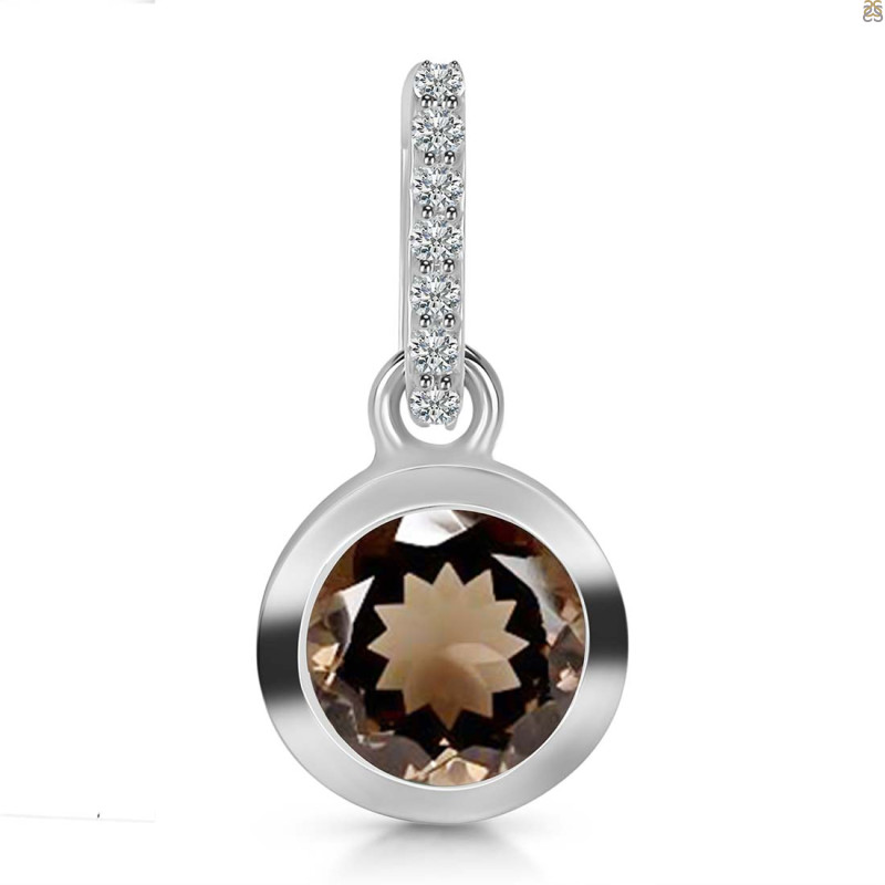 Smoky & White Topaz Pendant SMY-RDP-992-CZ-LOOP.