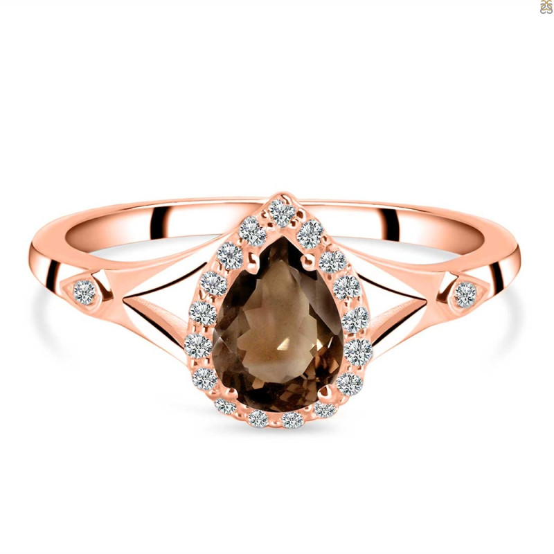 Smoky & White Topaz Ring SMY-RDR-2271.
