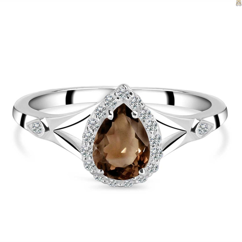 Smoky & White Topaz Ring SMY-RDR-2271.