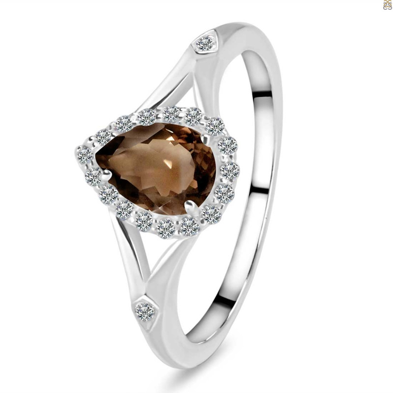 Smoky & White Topaz Ring SMY-RDR-2271.