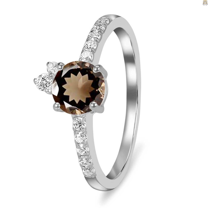 Smoky & White Topaz Ring