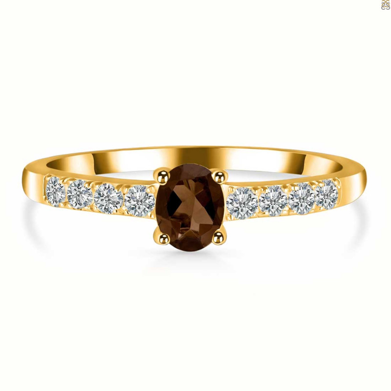 Smoky & White Topaz Ring SMY-RDR-2538.