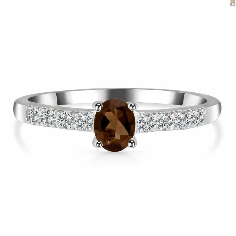 Smoky & White Topaz Ring SMY-RDR-2538.
