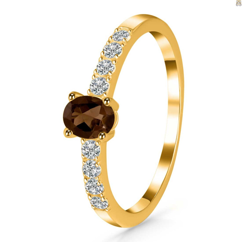 Smoky & White Topaz Ring SMY-RDR-2538.