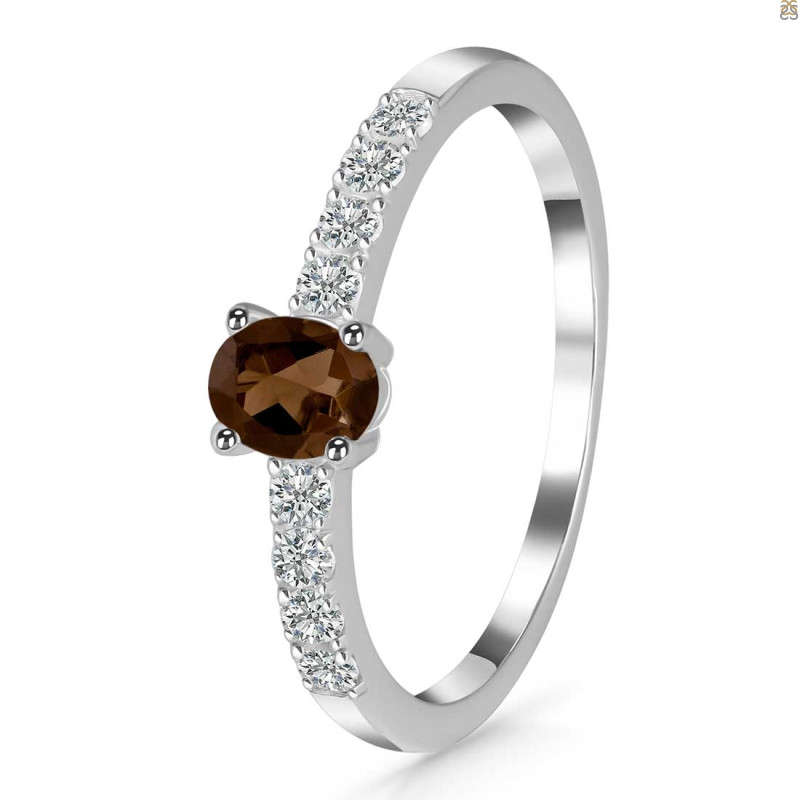 Smoky & White Topaz Ring SMY-RDR-2538.