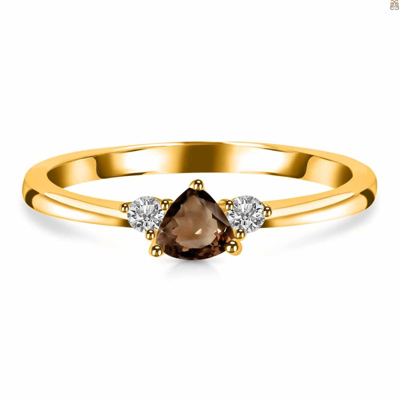 Smoky  & White Topaz Ring SMY-RDR-2543.