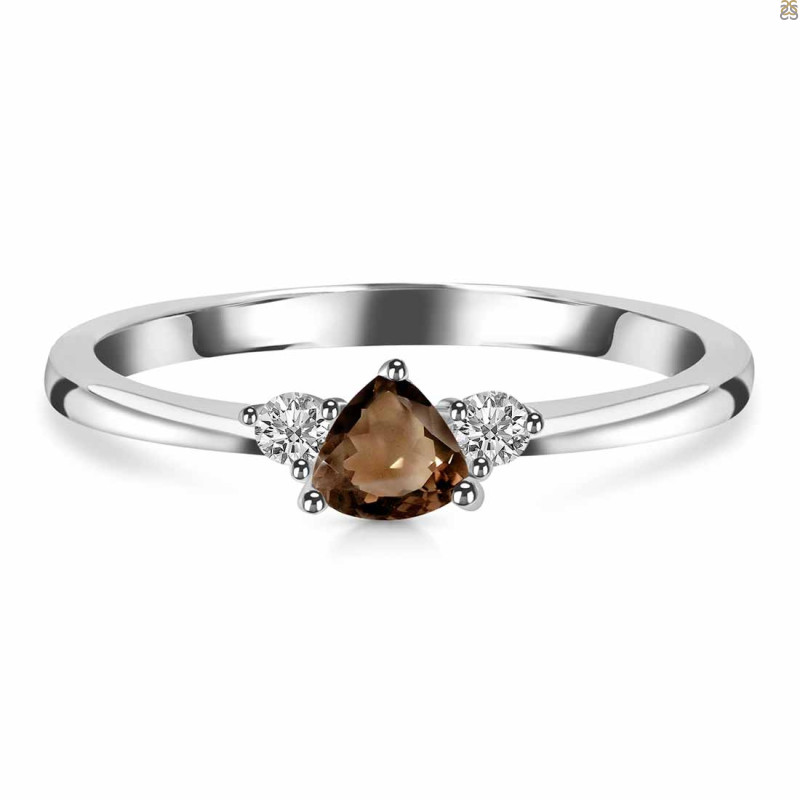 Smoky  & White Topaz Ring SMY-RDR-2543.