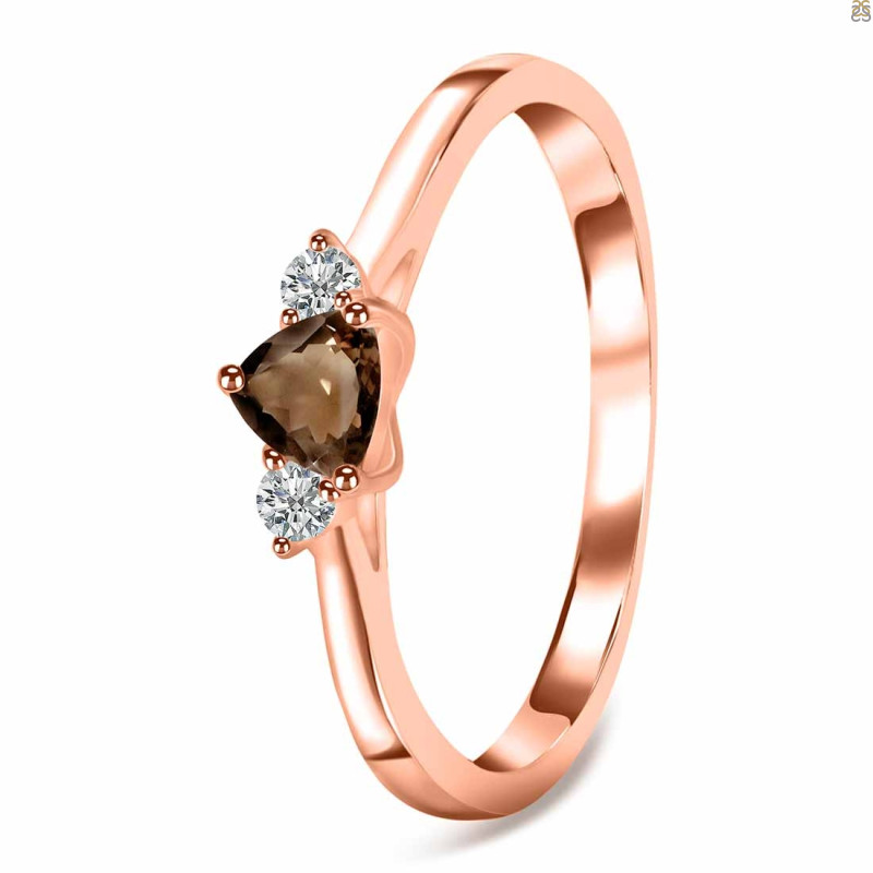 Smoky  & White Topaz Ring SMY-RDR-2543.