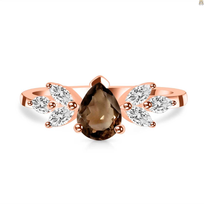 Smoky & White Topaz Ring SMY-RDR-2556.