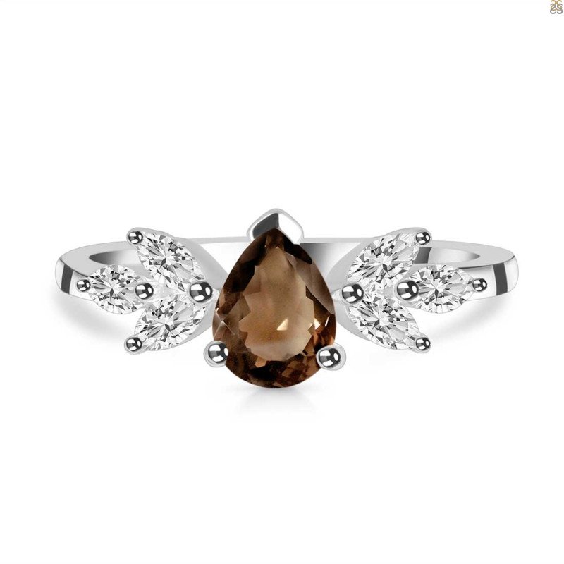 Smoky & White Topaz Ring SMY-RDR-2556.