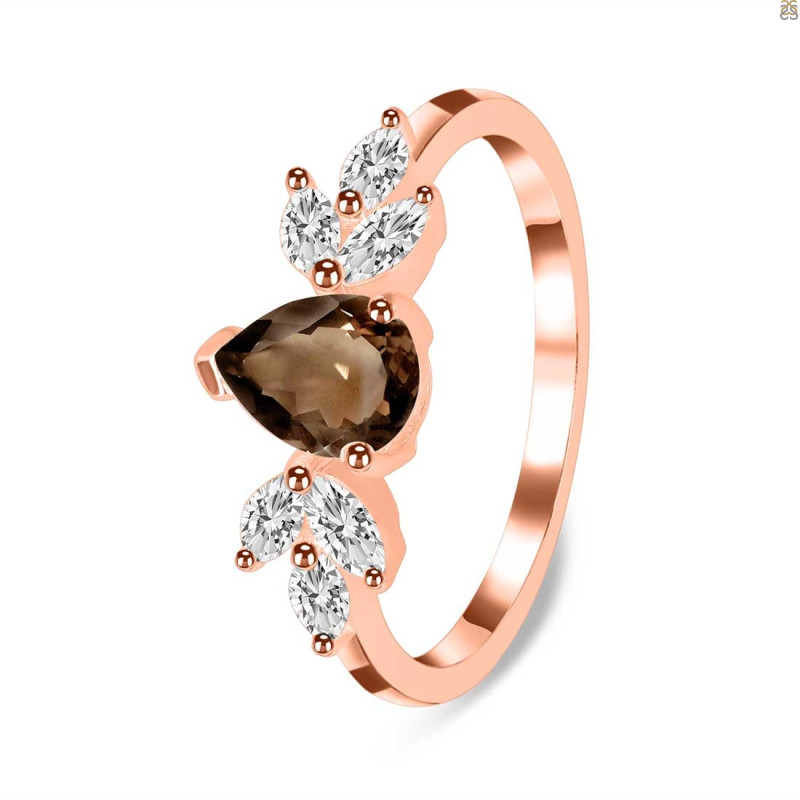 Smoky & White Topaz Ring SMY-RDR-2556.