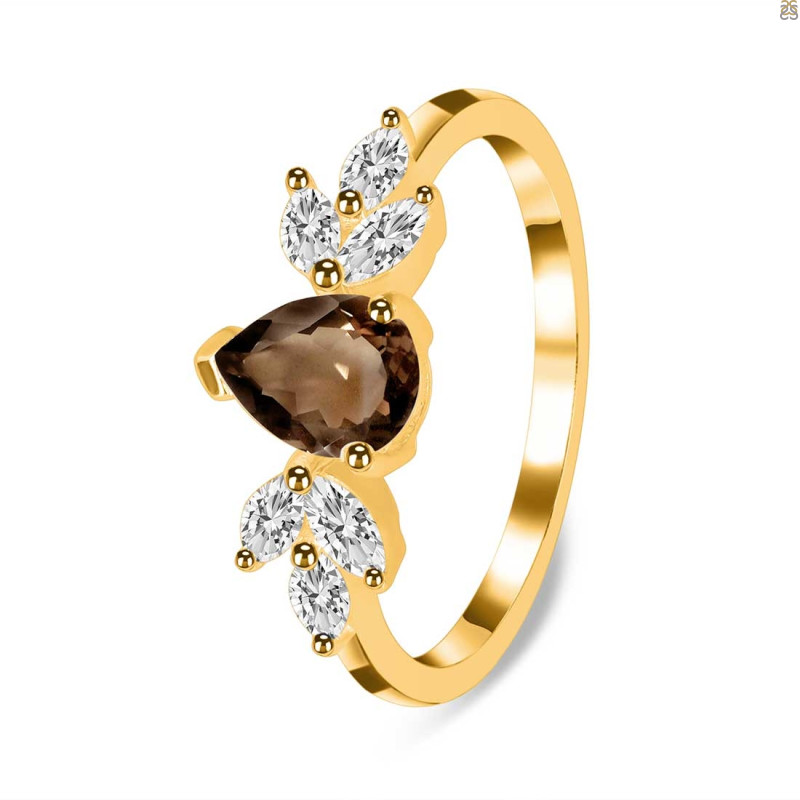 Smoky & White Topaz Ring SMY-RDR-2556.