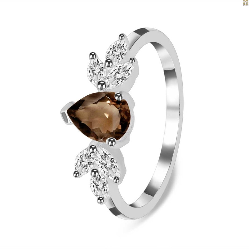 Smoky & White Topaz Ring