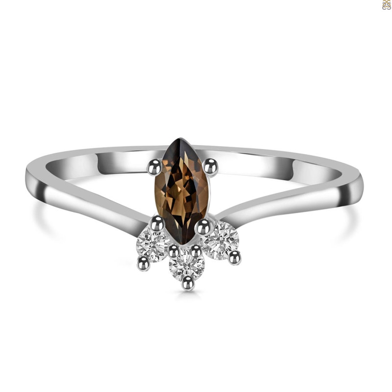 Smoky & White Topaz Ring SMY-RDR-2590.