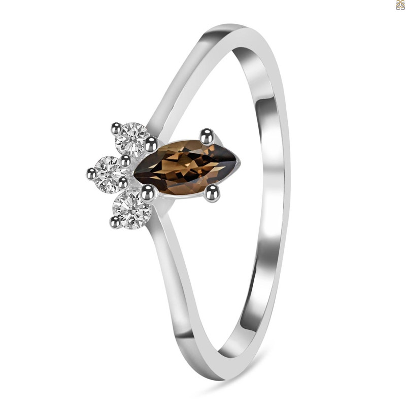 Smoky & White Topaz Ring