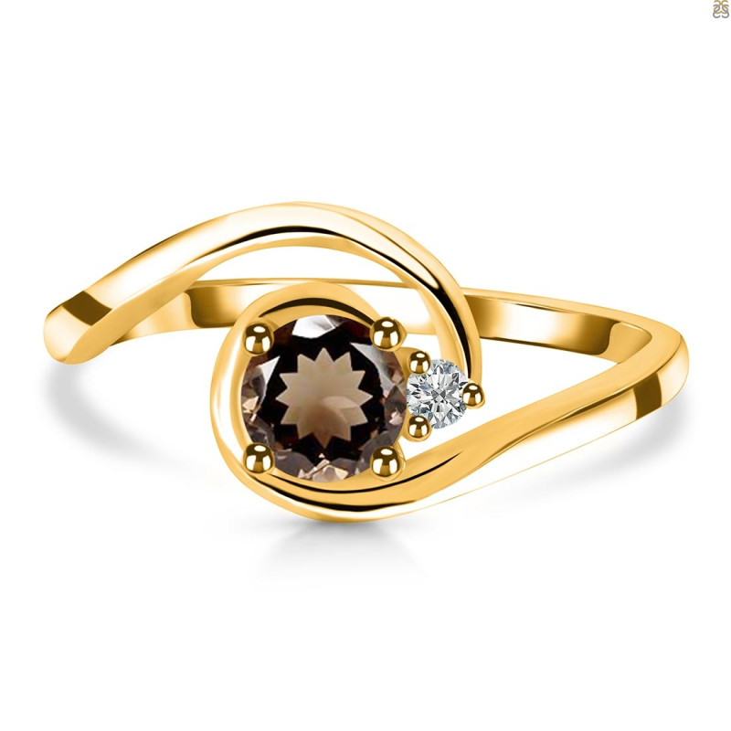 Smoky & White Topaz Ring SMY-RDR-2622.