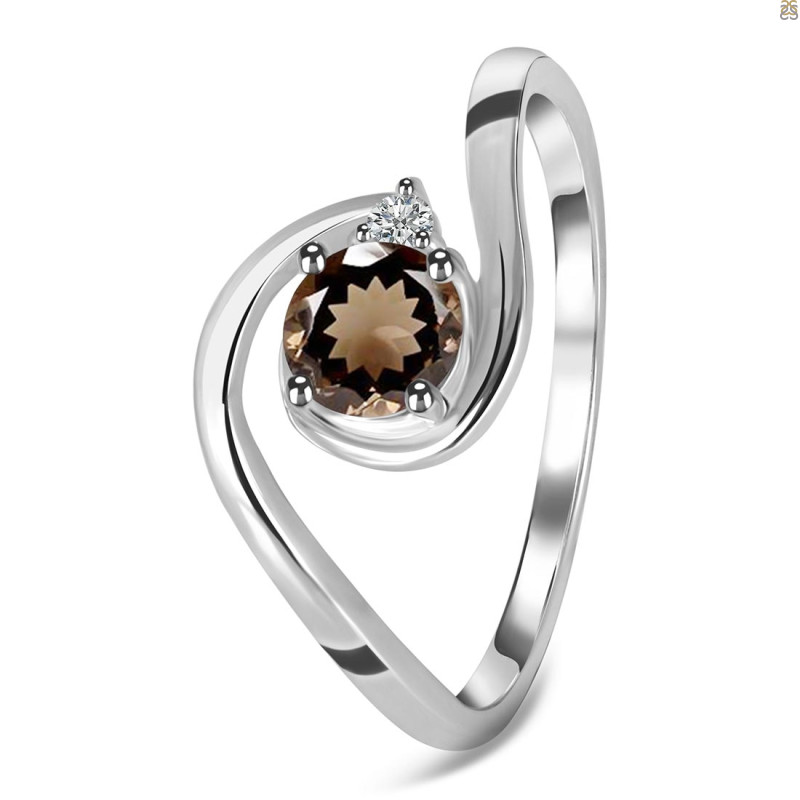 Smoky & White Topaz Ring