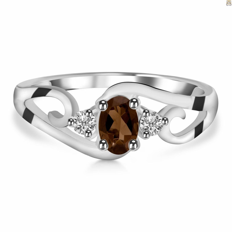 Smoky & White Topaz Ring SMY-RDR-2631.