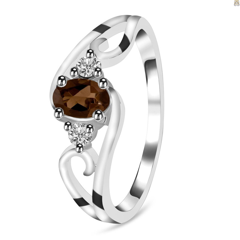 Smoky & White Topaz Ring