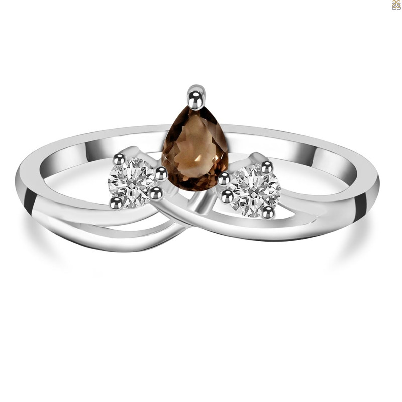 Smoky & White Topaz Ring SMY-RDR-2660.