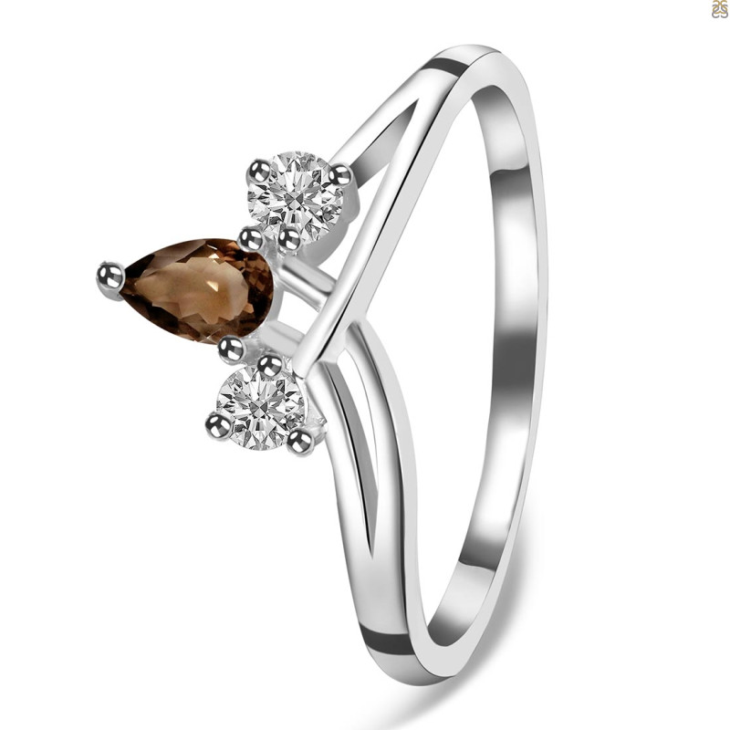 Smoky & White Topaz Ring