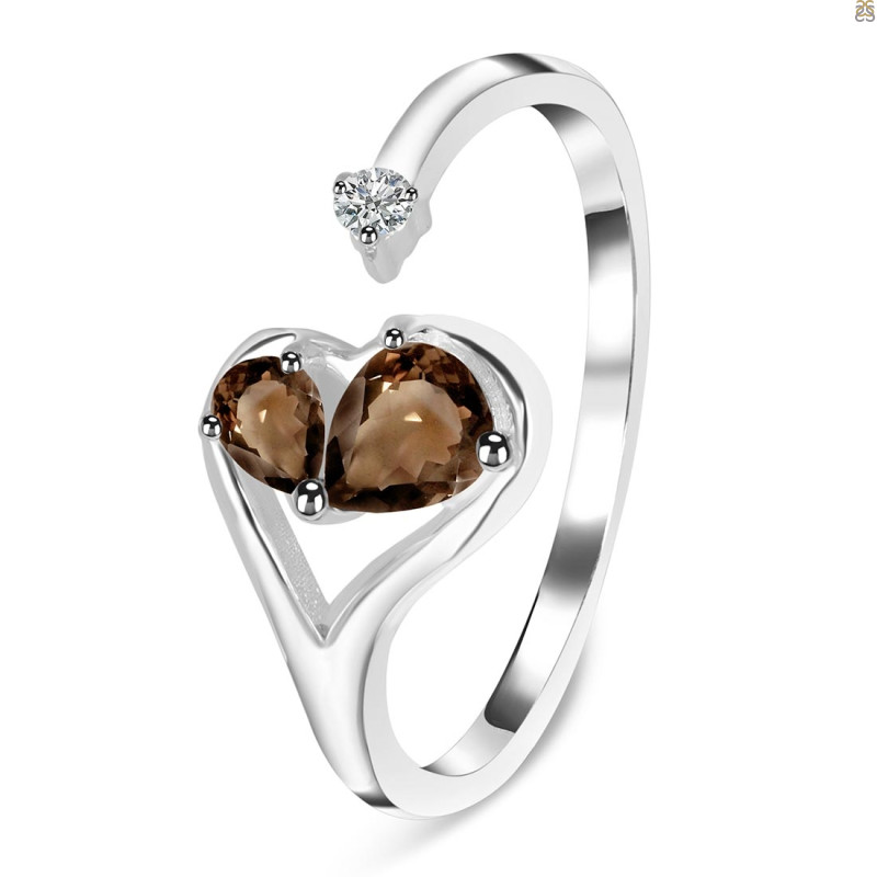 Smoky & White Topaz Ring