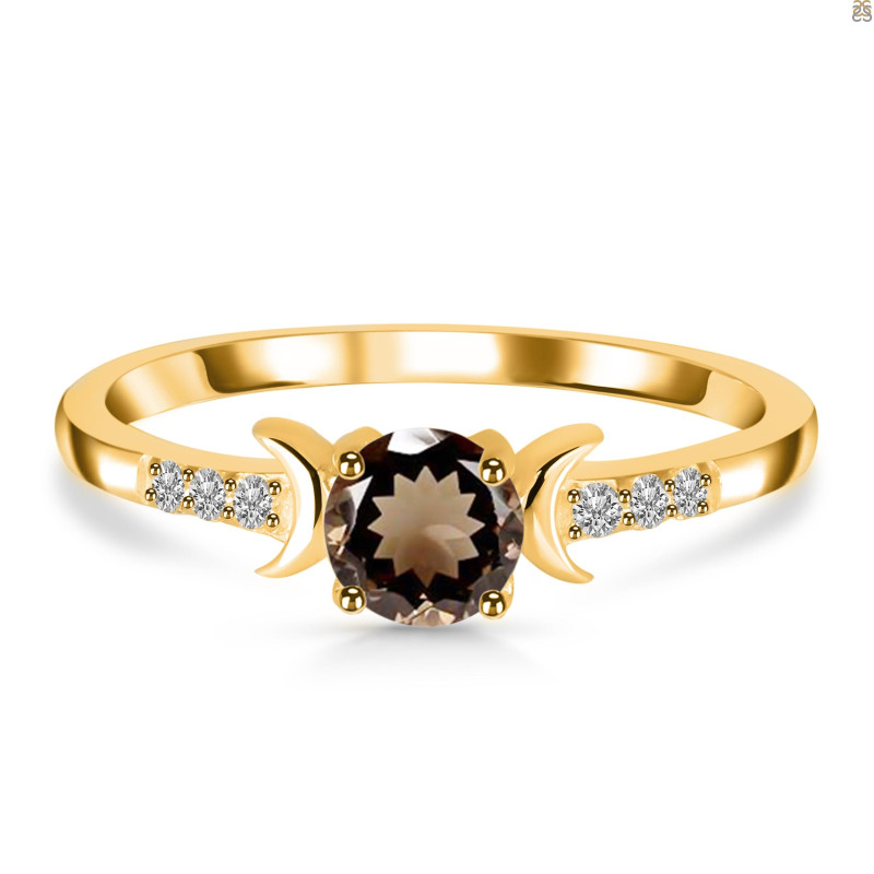 Smoky & White Topaz Ring SMY-RDR-2845.