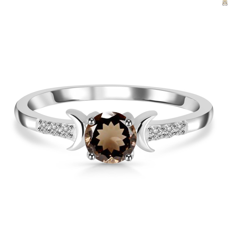 Smoky & White Topaz Ring SMY-RDR-2845.