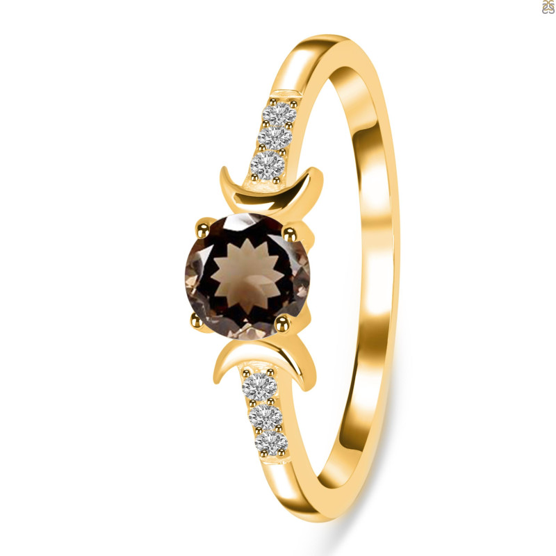 Smoky & White Topaz Ring SMY-RDR-2845.