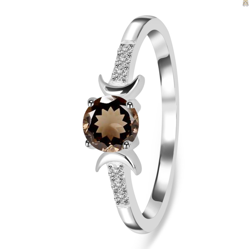 Smoky & White Topaz Ring