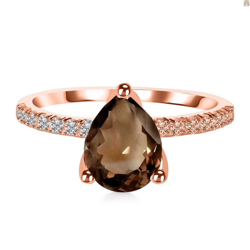 Smoky & White Topaz Ring SMY-RDR-2860.