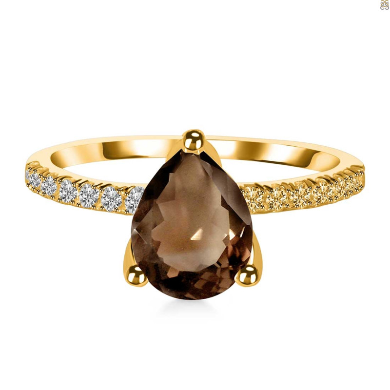 Smoky & White Topaz Ring SMY-RDR-2860.
