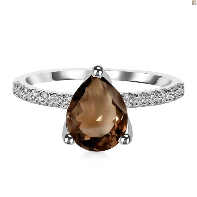 Smoky & White Topaz Ring SMY-RDR-2860.