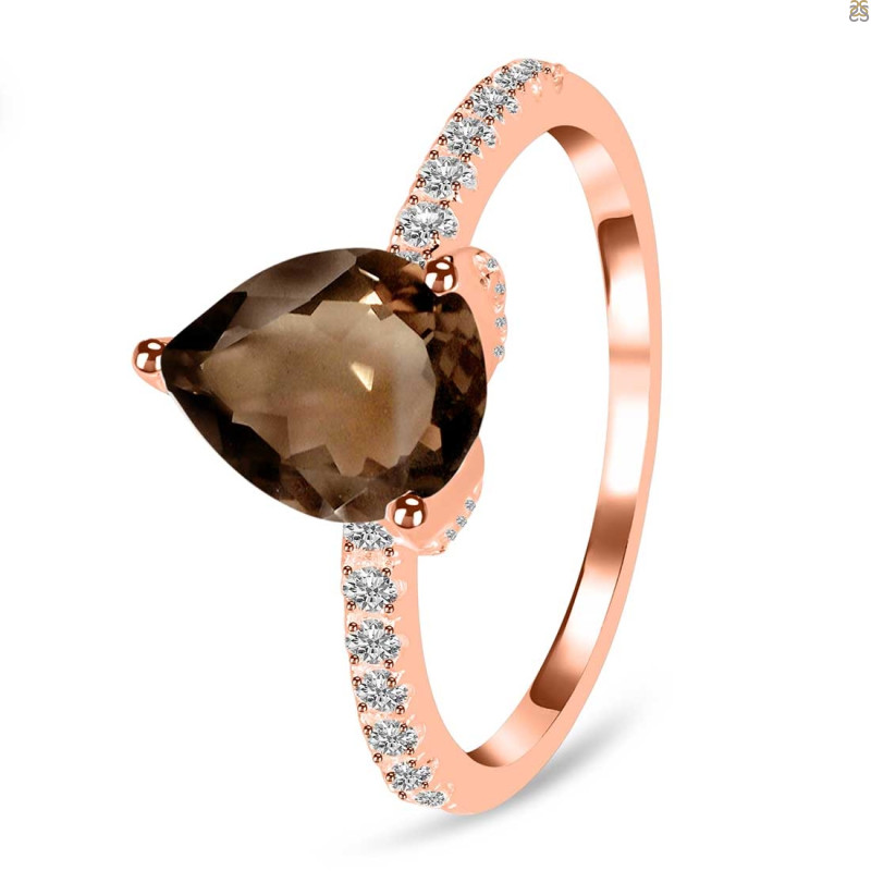 Smoky & White Topaz Ring SMY-RDR-2860.