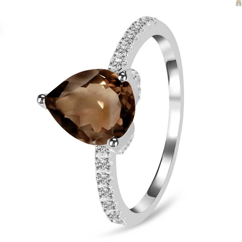 Smoky & White Topaz Ring