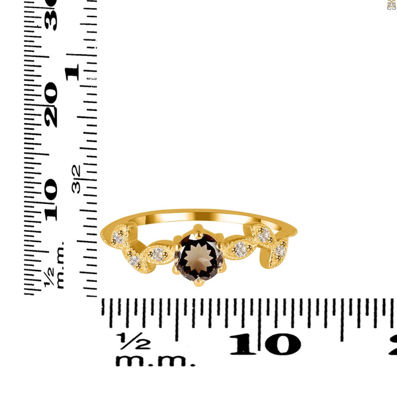 Smoky & White Topaz Ring SMY-RDR-2981.