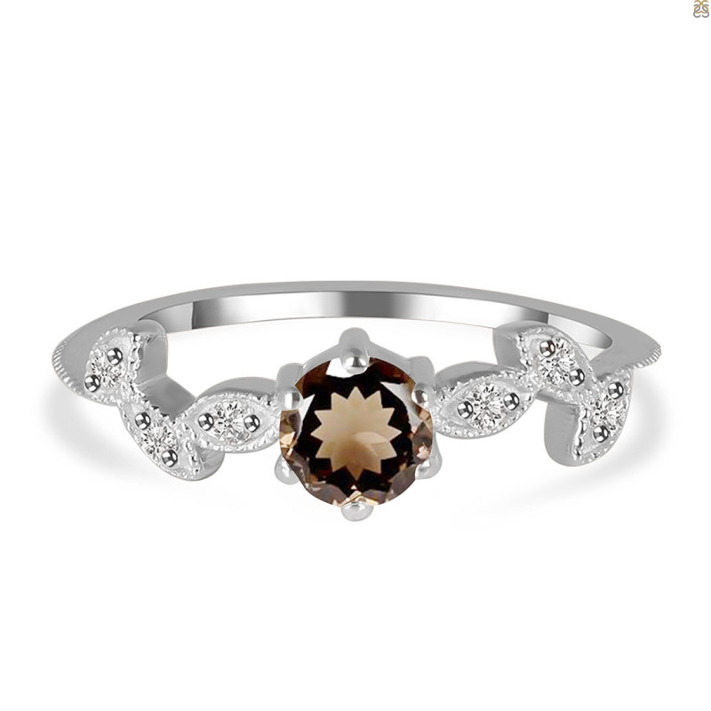 Smoky & White Topaz Ring SMY-RDR-2981.