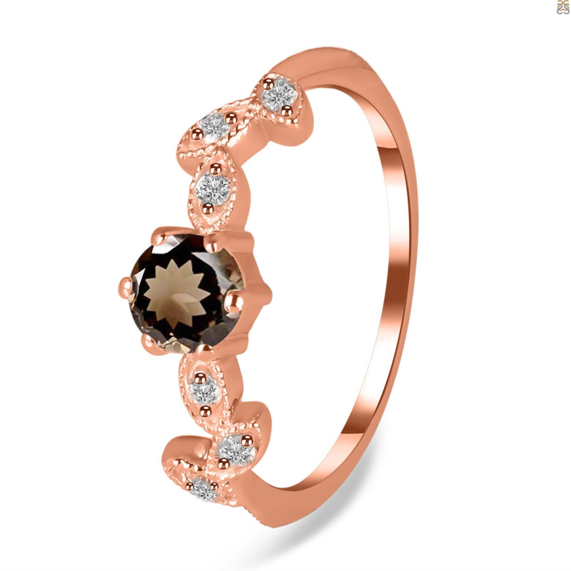 Smoky & White Topaz Ring SMY-RDR-2981.