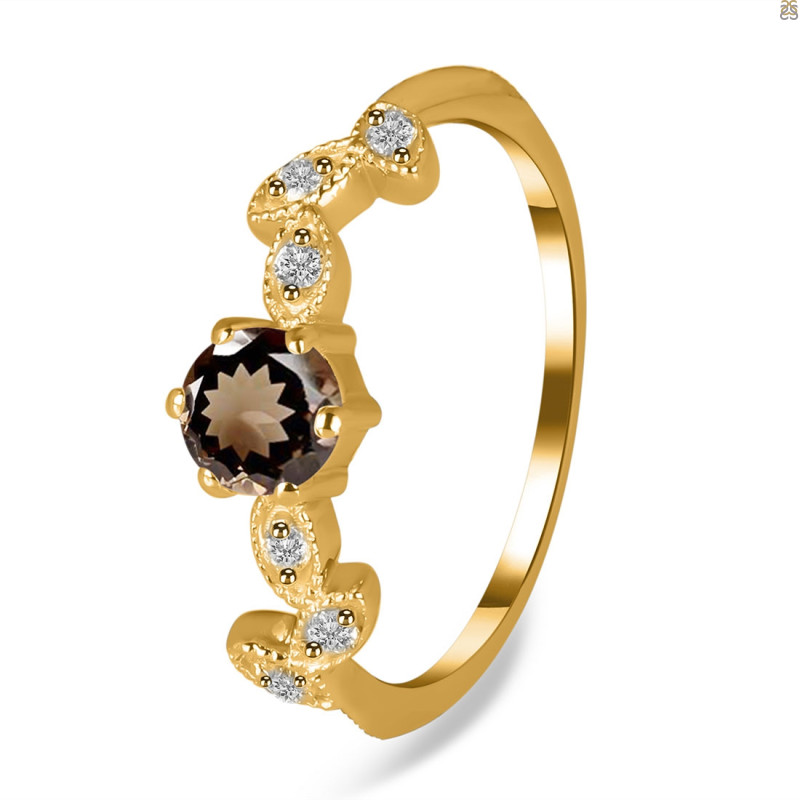Smoky & White Topaz Ring SMY-RDR-2981.