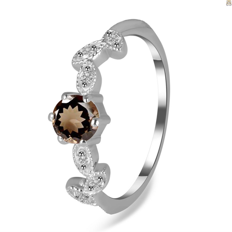 Smoky & White Topaz Ring