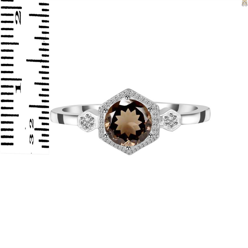 Smoky & White Topaz Ring SMY-RDR-373.