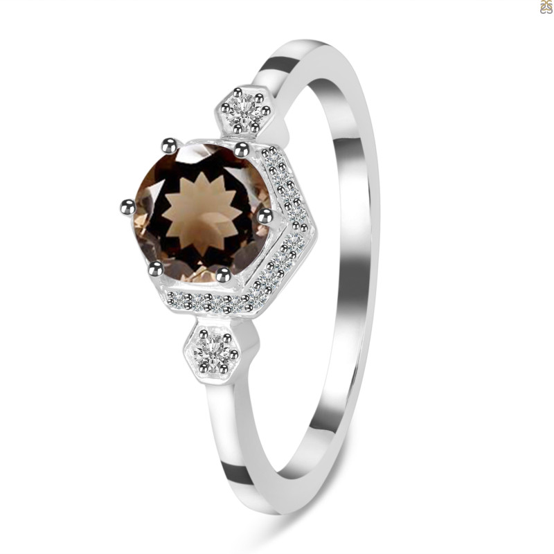 Smoky & White Topaz Ring