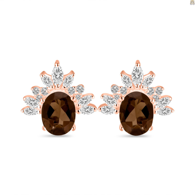 Smoky & White Topaz Stud Earring SMY-RE-71.
