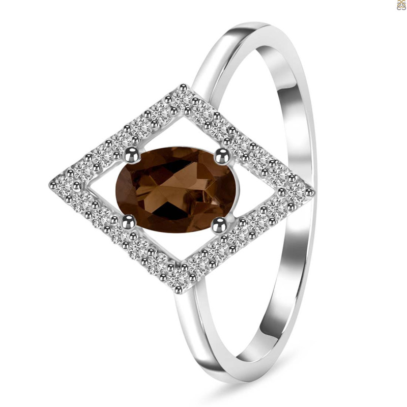 Smoky & White Topaz Ring