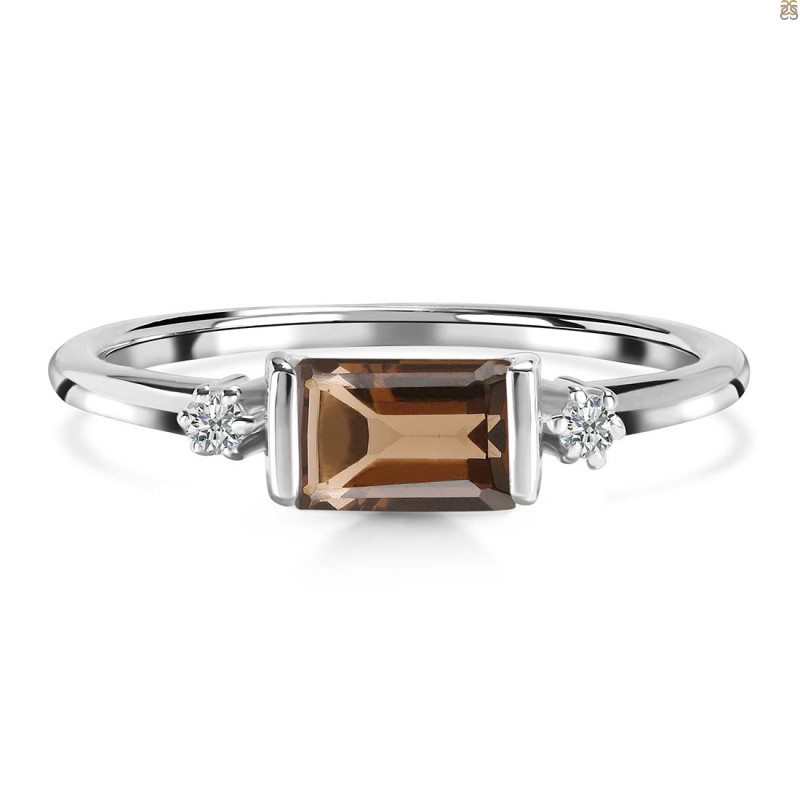 Smoky & White Topaz Ring SMY-RR-135.